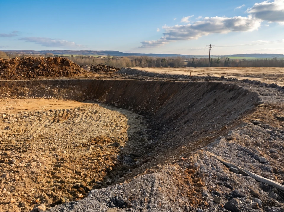 Chantier de construction ext&eacute;rieur avec ouvriers coulant une dalle b&eacute;ton