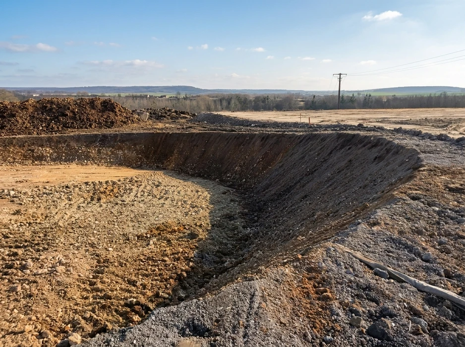 Chantier extérieur de génie civil, vue de jour