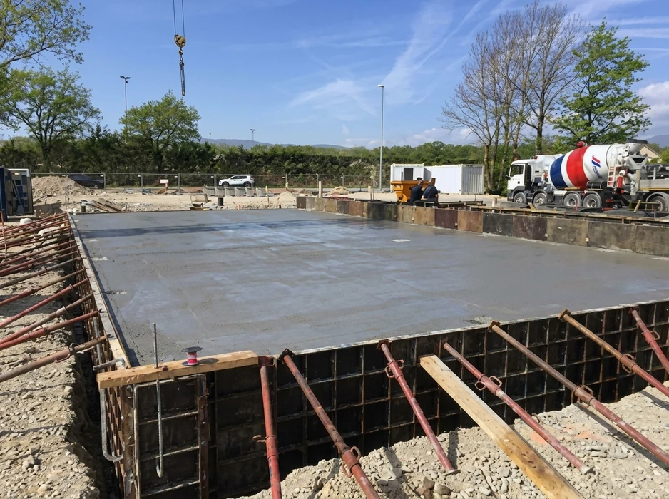 Chantier extérieur de génie civil, vue de jour
